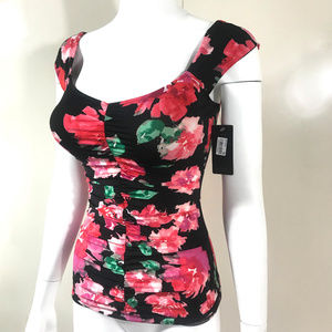 New Guess sexy Rushed flower Print Top
